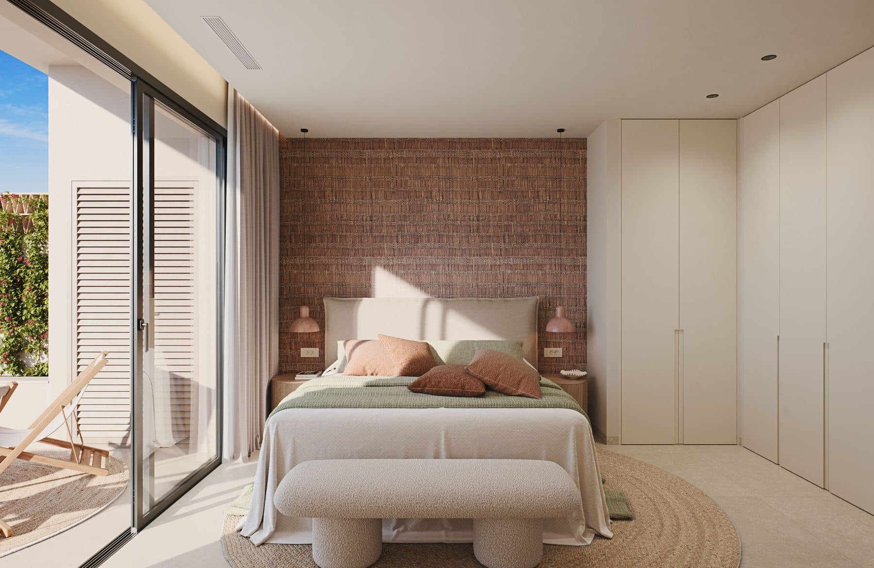 Bedroom in a Citrus Apartments show apartment