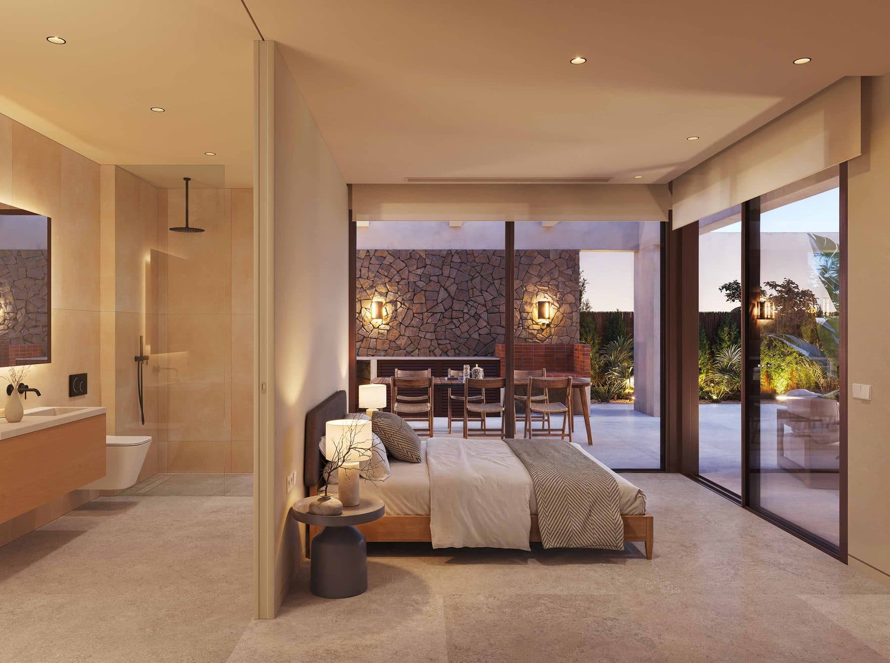 Lima villa bedroom with direct access to the garden