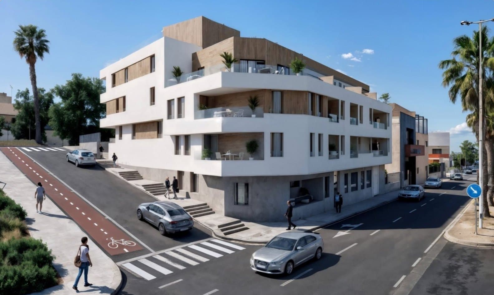 Visualisation of the SOHO Guardamar corner building and its terraces